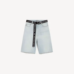 Calções masculinos com cinto em azul claro