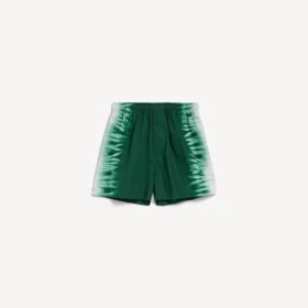 Calções masculinos de corte descontraído com estampado tie-dye extremo em verde/branco