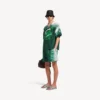 Calções masculinos de corte descontraído com estampado tie-dye extremo em verde/branco