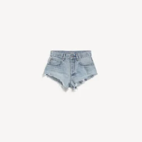 Calções mini para mulher em azul claro desbotado