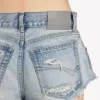 Calções mini para mulher em azul claro desbotado