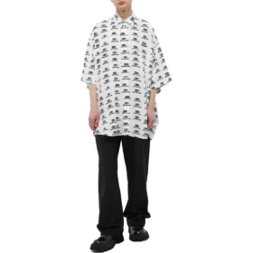Camisa com logótipo BB de grandes dimensões «Branco Preto» 725382TNL889040