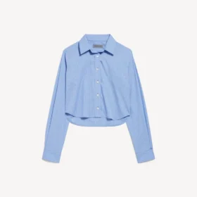 Camisa curta às riscas para mulher em azul/azul-marinho