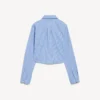 Camisa curta às riscas para mulher em azul/azul-marinho