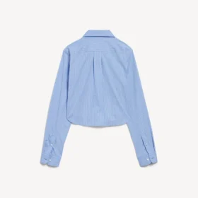 Camisa curta às riscas para mulher em azul/azul-marinho