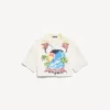 Camisa de bowling feminina com estampado tie-dye extremo em branco/amarelo