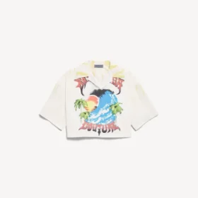 Camisa de bowling feminina com estampado tie-dye extremo em branco/amarelo