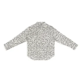 Camisa de corte largo com faixas com logótipo por toda a peça «Cinza» 662983TML201240