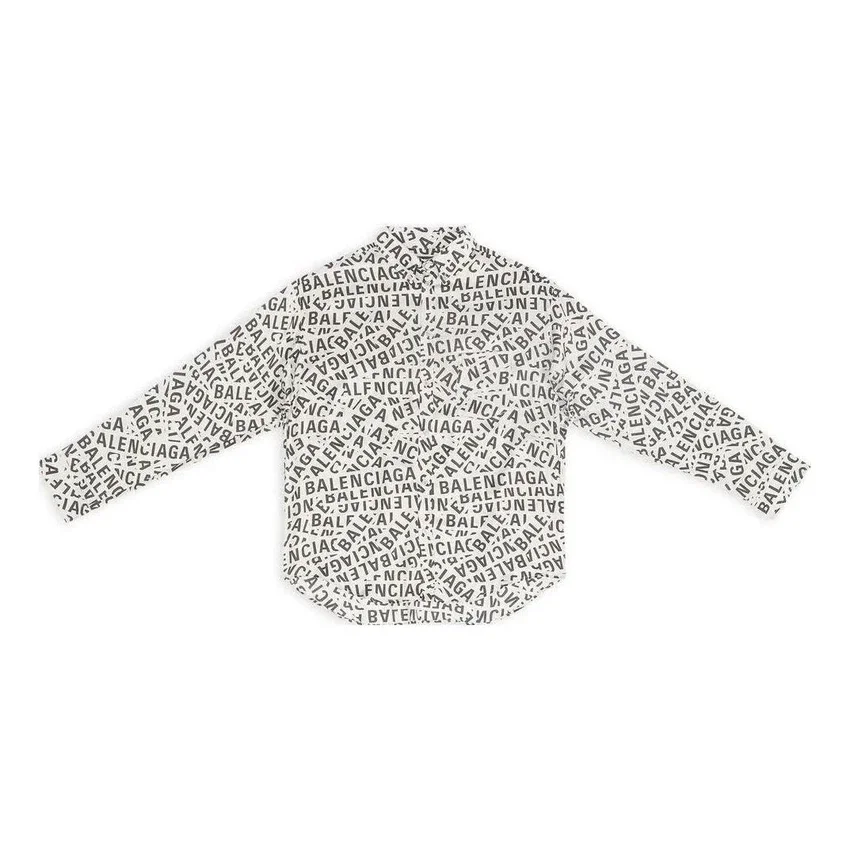Camisa de corte largo com faixas com logótipo por toda a peça «Cinza» 662983TML201240