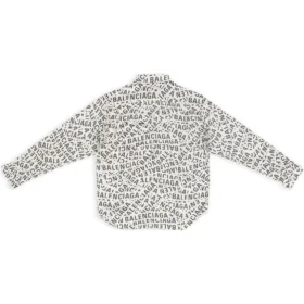 Camisa de corte largo com faixas com logótipo por toda a peça «Cinza» 662983TML201240