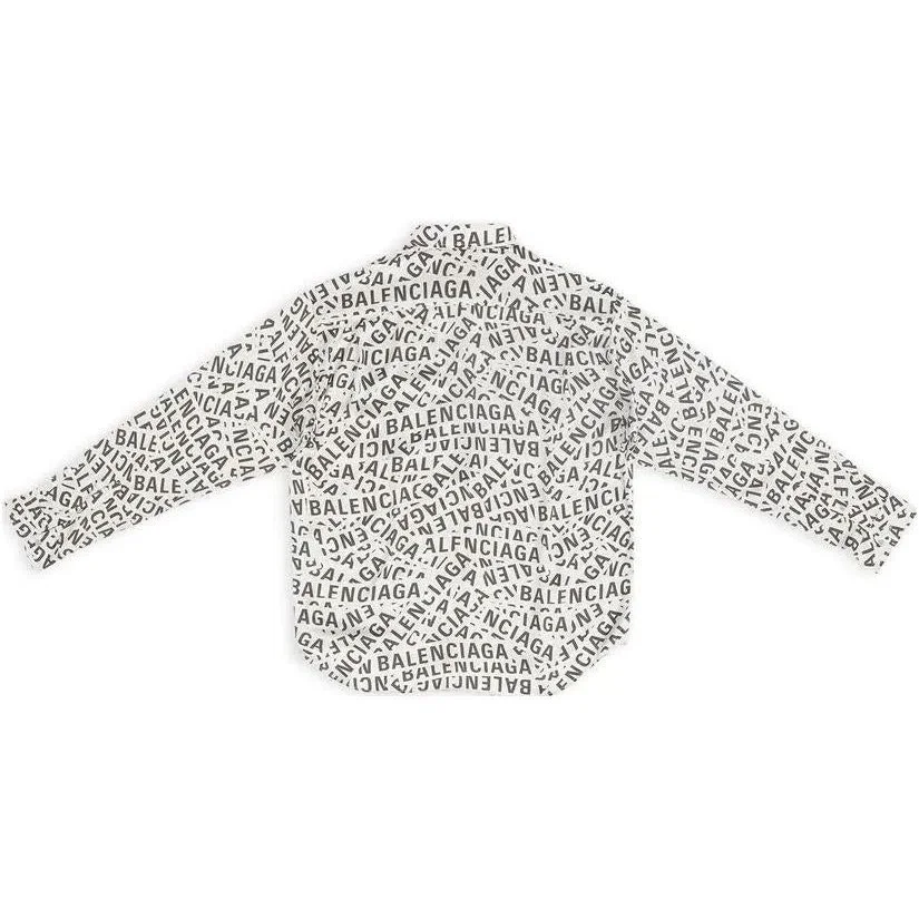 Camisa de corte largo com faixas com logótipo por toda a peça «Cinza» 662983TML201240