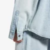 Camisa de Denim de manga comprida para homem em azul claro