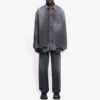 Camisa de Denim rasgada SS21 para homem, preta 657610TBP191090