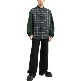 Camisa de flanela com painéis xadrez «Green» 658936TCM013064