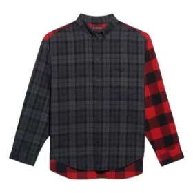 Camisa de flanela xadrez em patchwork «Red Black» 647364TJM136167
