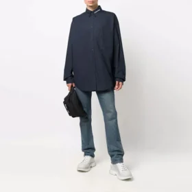 Camisa de manga comprida com botões e logótipo no colarinho «Navy» 671586TYB184100
