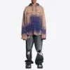 Camisa de manga comprida com capuz xadrez descolorada «Purple Beige» 699223TMM095212