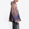 Camisa de manga comprida com capuz xadrez descolorada «Purple Beige» 699223TMM095212