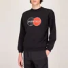 Camisa de manga comprida com gola redonda e padrão com logótipo da Balenciaga para homem, preta 583258TIV801000
