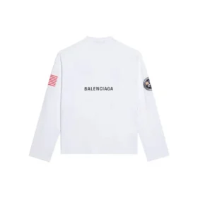Camisa de manga comprida com gola redonda para homem Balenciaga x NASA Crossover Space Printing, branca, 662496TKVD79040