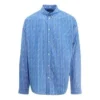 Camisa de manga comprida com riscas finas e logótipo por toda a peça «Azul» 662983TGLB95531