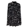 Camisa de manga comprida em viscose com padrão integral, corte largo «Preto» 658956TPLB41070