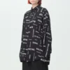 Camisa de manga comprida em viscose com padrão integral, corte largo «Preto» 658956TPLB41070