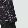 Camisa de manga comprida em viscose com padrão integral, corte largo «Preto» 658956TPLB41070