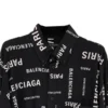 Camisa de manga comprida em viscose com padrão integral, corte largo «Preto» 658956TPLB41070