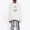 Camisa de manga comprida masculina Balenciaga FW21 «Hi My Name Is» com padrão alfabético, branca, 651799TKVF29081