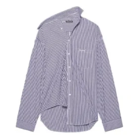 Camisa de manga comprida às riscas FW21, azul-escuro 663034TIM368502