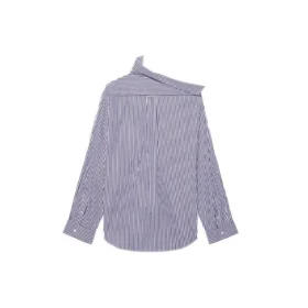 Camisa de manga comprida às riscas FW21, azul-escuro 663034TIM368502