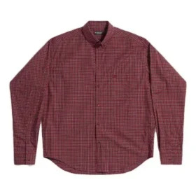 Camisa de manga comprida xadrez, corte largo «Vermelho» 658929TKM386167