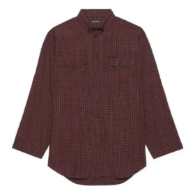 Camisa de manga comprida xadrez oversize SS21, castanha 658806TKM366100