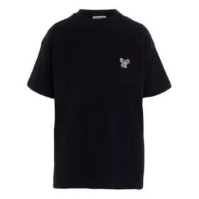 Camisa de manga curta bordada unissexo preta 612965TIVD31000 Camisa de manga curta bordada unissexo preta 612965TIVD31000