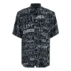 Camisa de manga curta com estampado de logótipo tipográfico misto «Preto Cinza» 556854TELF21269