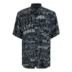 Camisa de manga curta com estampado de logótipo tipográfico misto «Preto Cinza» 556854TELF21269