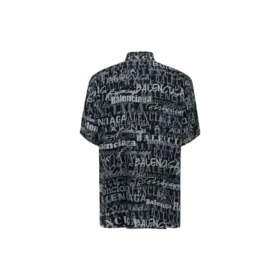 Camisa de manga curta com estampado de logótipo tipográfico misto «Preto Cinza» 556854TELF21269