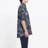 Camisa de manga curta com estampado de logótipo tipográfico misto «Preto Cinza» 556854TELF21269