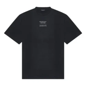 Camisa de manga curta com gola redonda Balenciaga FW21 Couture Alphabet para homem, preta 651795TJV901070 Camisa de manga curta com gola redonda Balenciaga FW21 Couture Alphabet para homem, preta 651795TJV901070