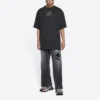 Camisa de manga curta com gola redonda Balenciaga FW21 Couture Alphabet para homem, preta 651795TJV901070