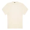 Camisa de manga curta com gola redonda e logótipo Balenciaga bordado para homem, branco cremoso 641614TJV829757