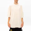 Camisa de manga curta com gola redonda e logótipo Balenciaga bordado para homem, branco cremoso 641614TJV829757