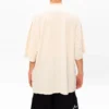 Camisa de manga curta com gola redonda e logótipo Balenciaga bordado para homem, branco cremoso 641614TJV829757