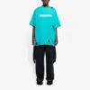 Camisa de manga curta com gola redonda e padrão de letras perfuradas da Balenciaga SS21 para homem, verde 651795TKVB84661