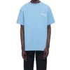 Camisa de manga curta com gola redonda para homem da Balenciaga, com estampado da Political Campaign, azul 570803TBV425840