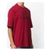 Camisa de manga curta com logótipo da Balenciaga, gola redonda, para homem, vermelha 556148TDV516064
