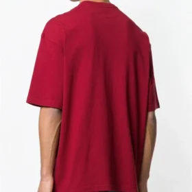 Camisa de manga curta com logótipo da Balenciaga, gola redonda, para homem, vermelha 556148TDV516064 Camisa de manga curta com logótipo da Balenciaga, gola redonda, para homem, vermelha 556148TDV516064