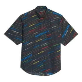 Camisa de manga curta com logótipo estampado «Preto» 556869TDL542771
