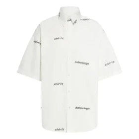 Camisa de manga curta com logótipo por toda a peça «Branco Preto» 681702TOL659040